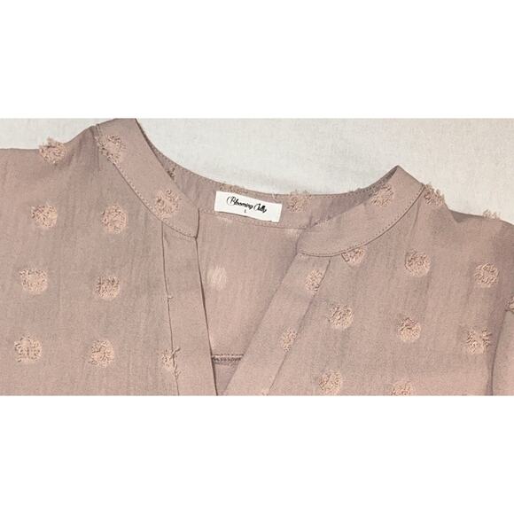 Blooming Jelly Women's Short Sleeve Shirt Polka Dot Size Large Rose Pink - Picture 2 of 8